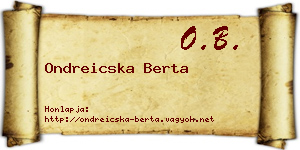 Ondreicska Berta névjegykártya